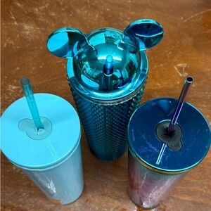 Iridescent and Blue Tumbler Set with Straw